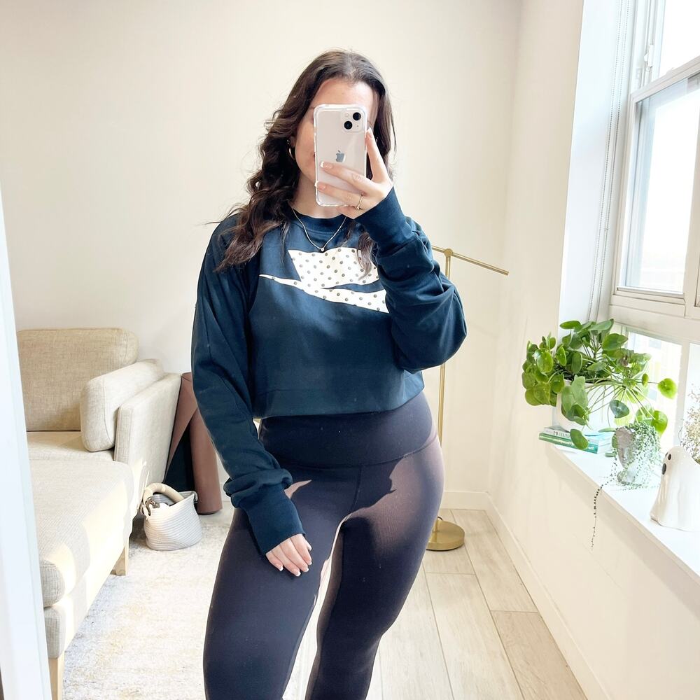 Nike Blue Logo Cropped Sweatshirt Size Small
